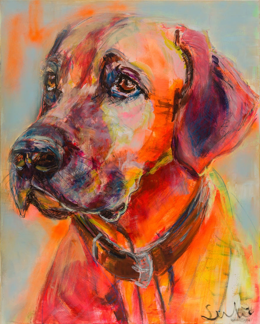 Hond, portret Rhodesian Ridgeback, hondenschilderij