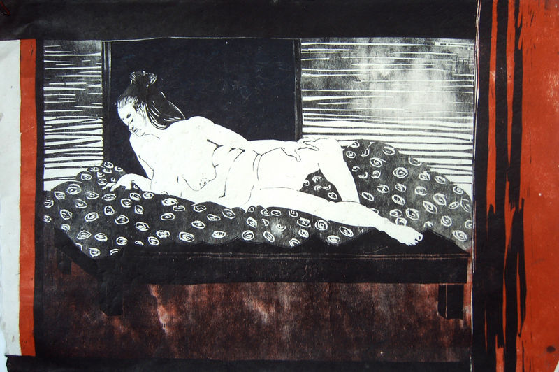 Model, liggend, 2e versie.