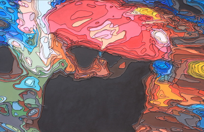 onder een roze paraplu