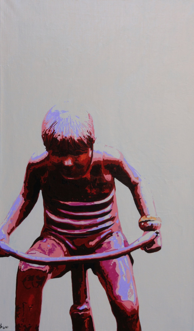 Straat Beelden ( De jongen en zijn fiets )