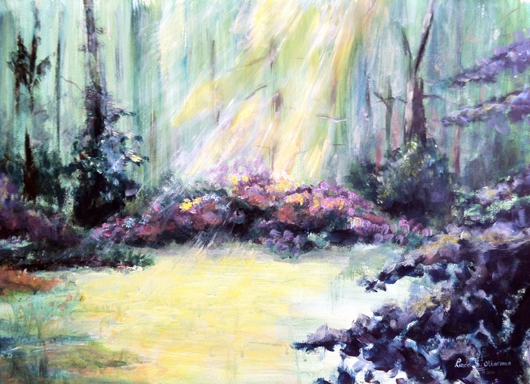 Doorkijkje in het bos Rhododendron