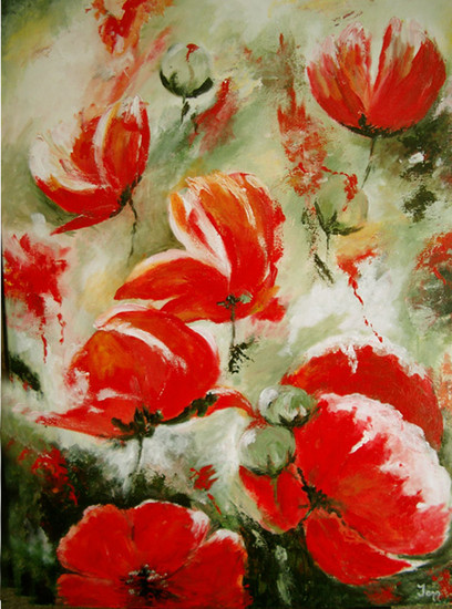 klaprozen in de wind