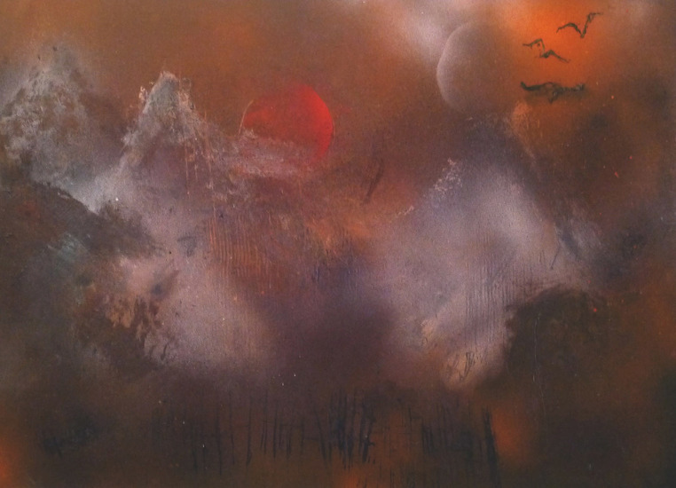 Wolkenbergen met zonsondergang