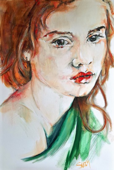 The girl with the red looks