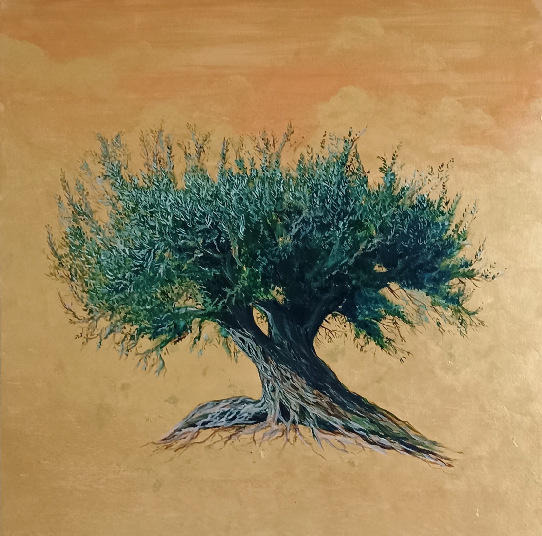 Olive tree on gold
