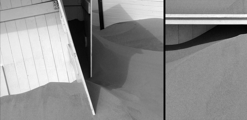 Sand buried beachcabins diptych