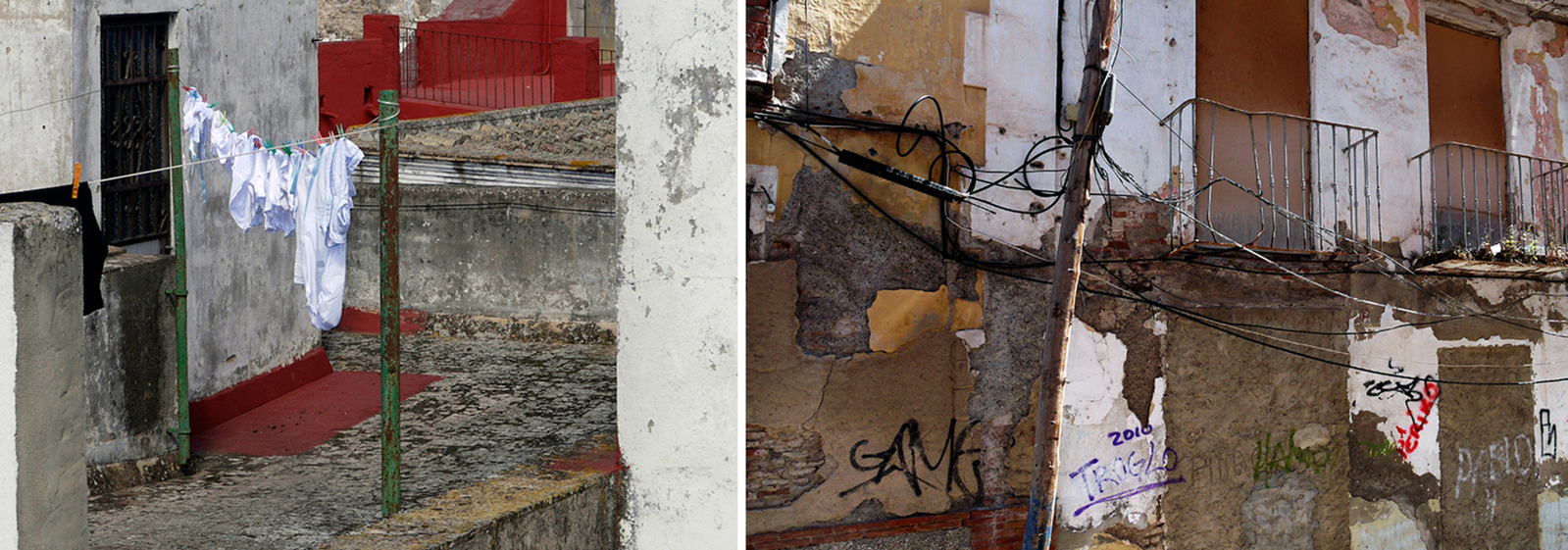 Clothesline and cables diptych