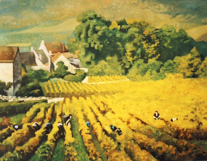 Wijnoogst in Monthelie