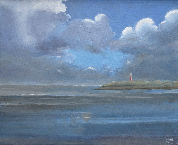 Landschap met vuurtoren