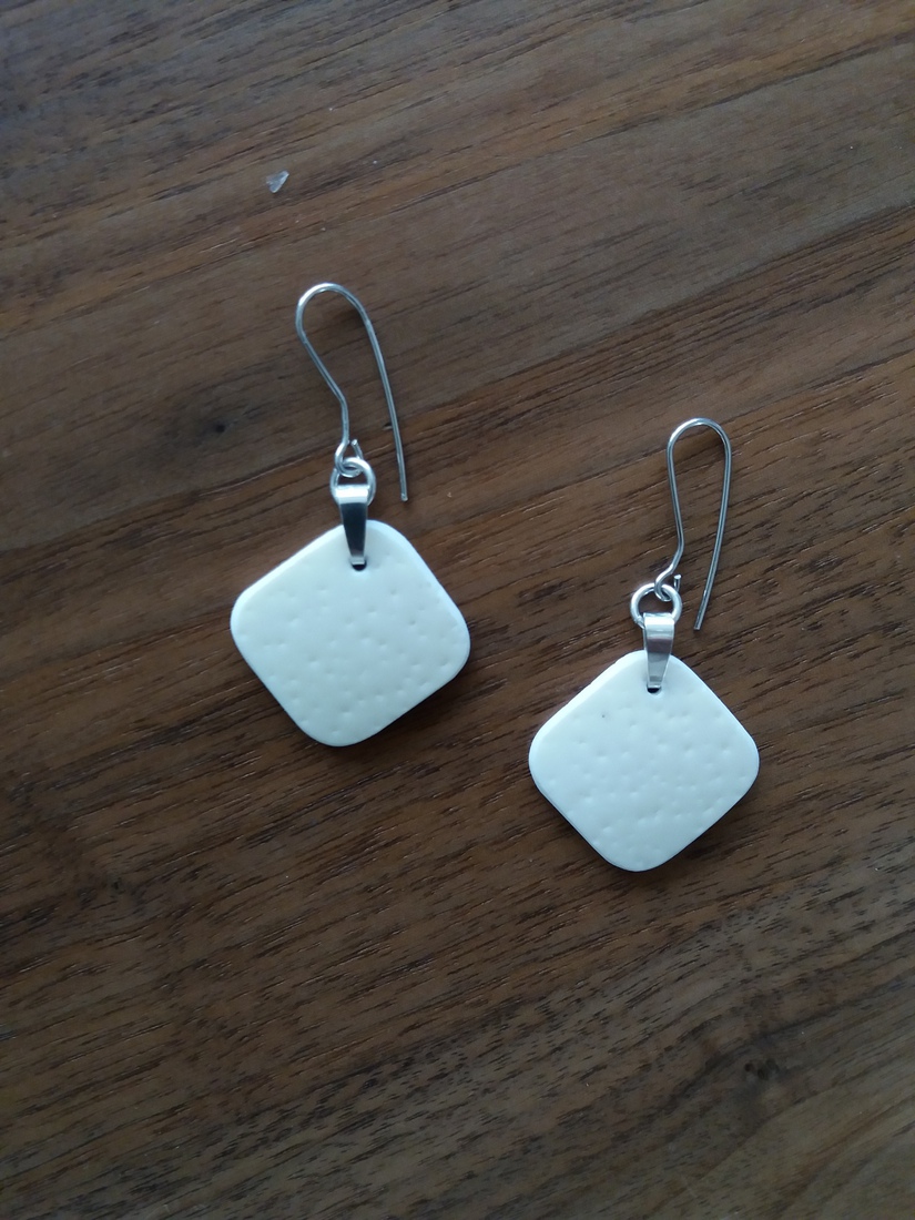 zilveren oorhangers met stukje struisvogelei