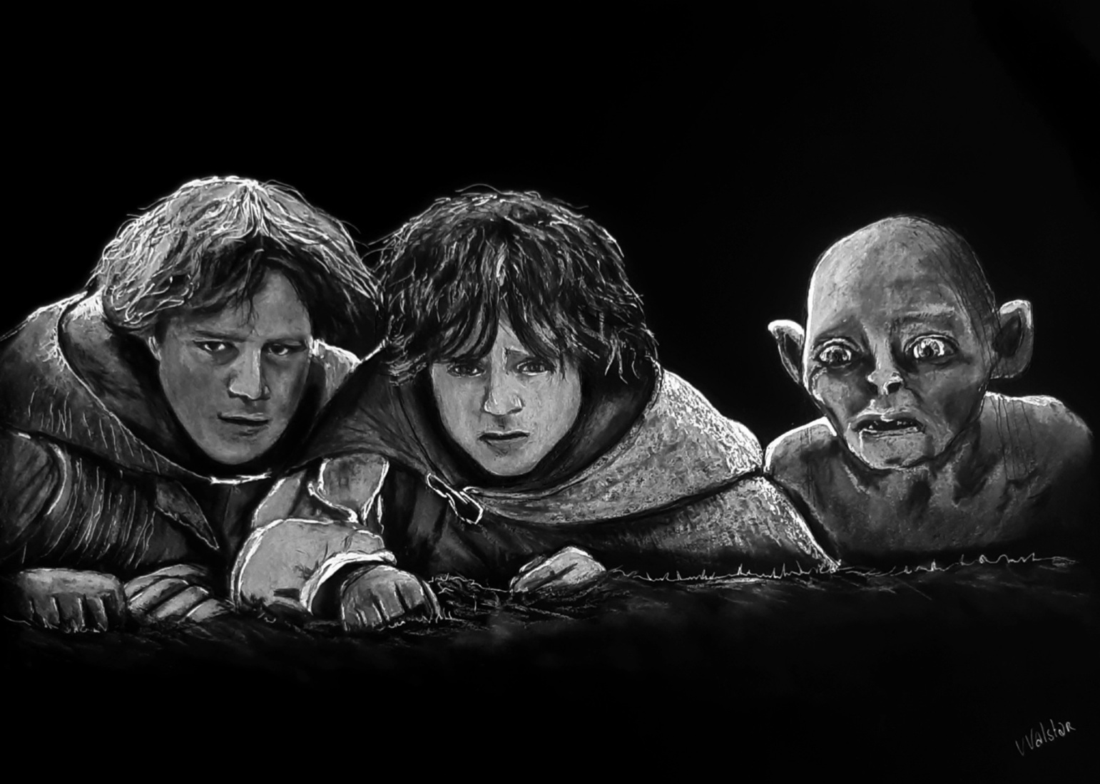 Sam, Frodo en Gollum