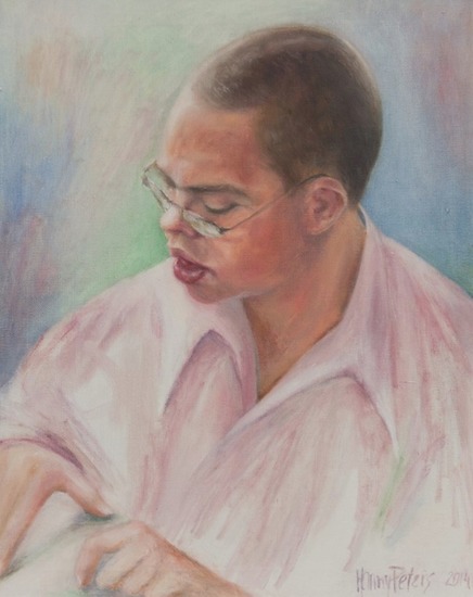 portret opdracht jongen met Down