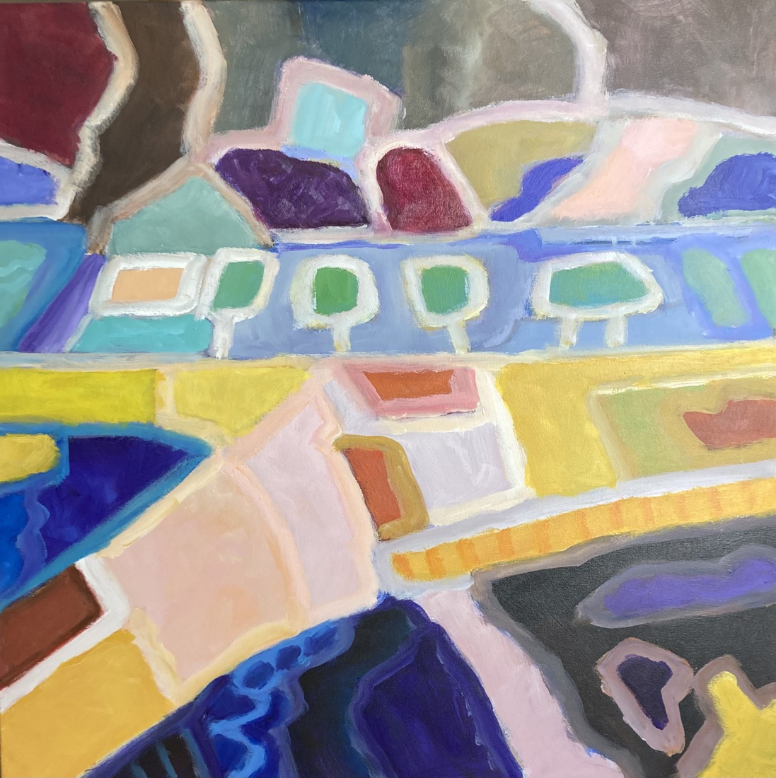 Dorpsplein met platanen