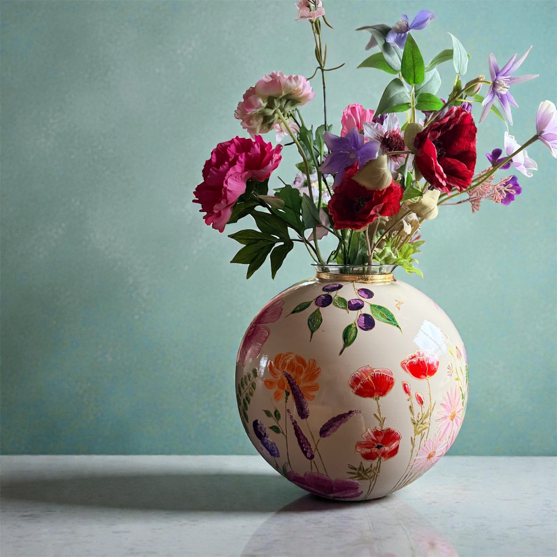 Flowers on old linen