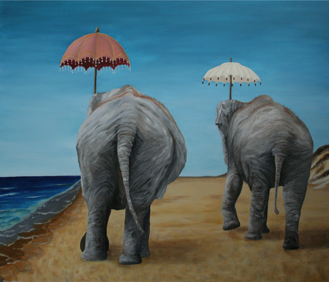 Elephants on the beach