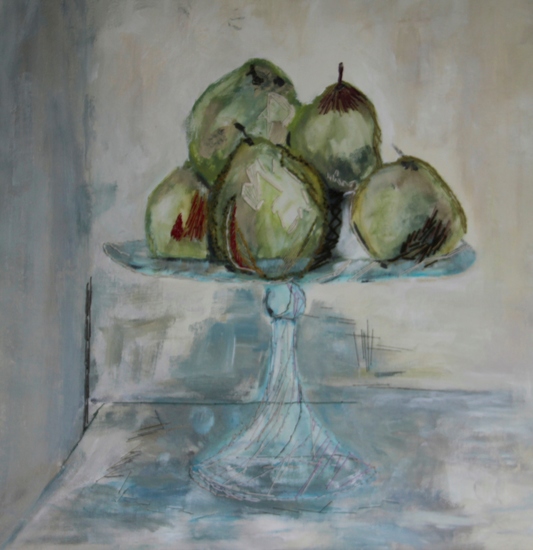 Geborduurde peren op schaal