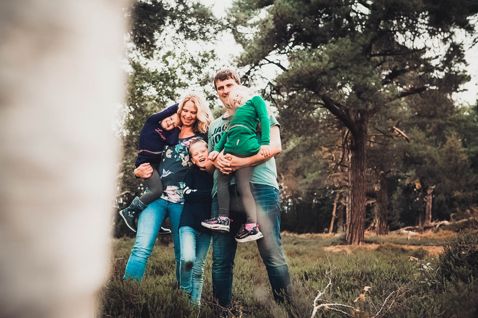 Gezinsshoot op het heideveld