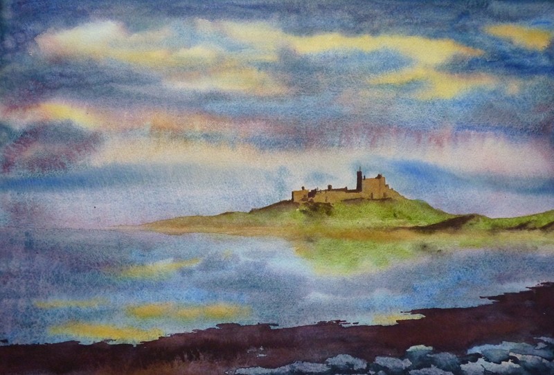 Bamburgh Castle at dusk