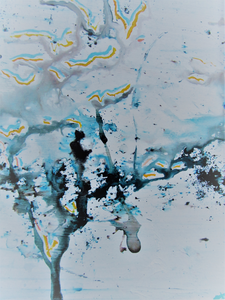 werk in combinatie met acryl en krijt