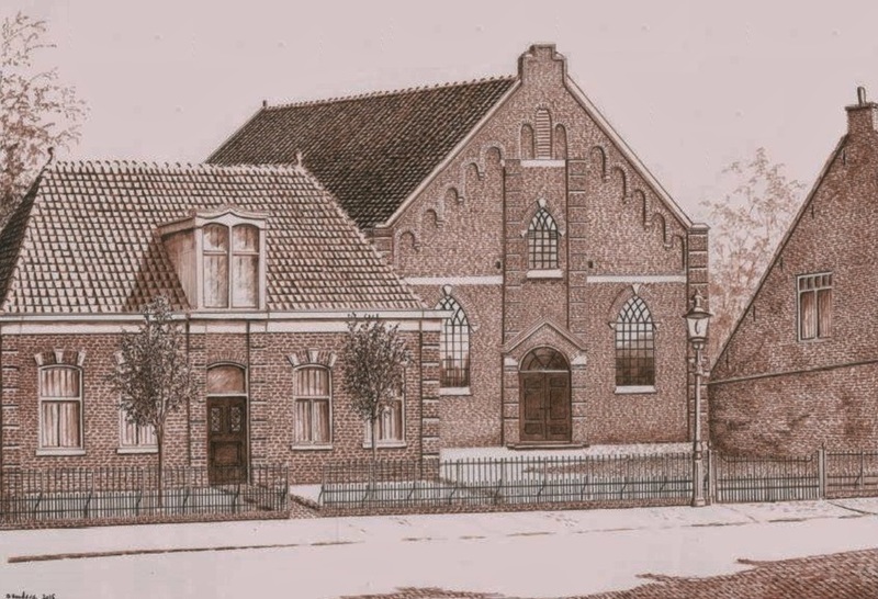 Oude kerk met pastorie in de Kanaalstraat