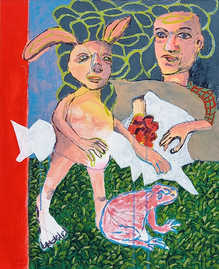 Rode rozen en een kikker