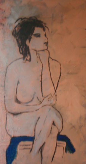 naakt in roze en blauw