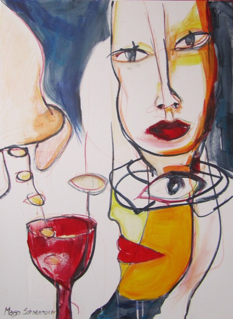 Anna drinkt een wijntje