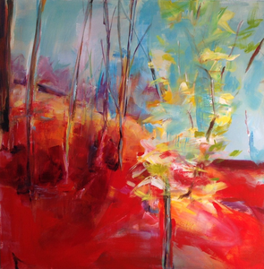 Warmgetinte landschappen en bomen. Natuurgetrouwe kleuren in geabstraheerde werken van bomen en diverse landschappen. Dieren: Expressief, Kleurrijk en geabstraheerd