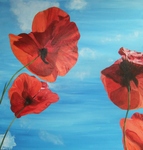 Schilderijen van bloemen op doek geschilderd met acryl verf