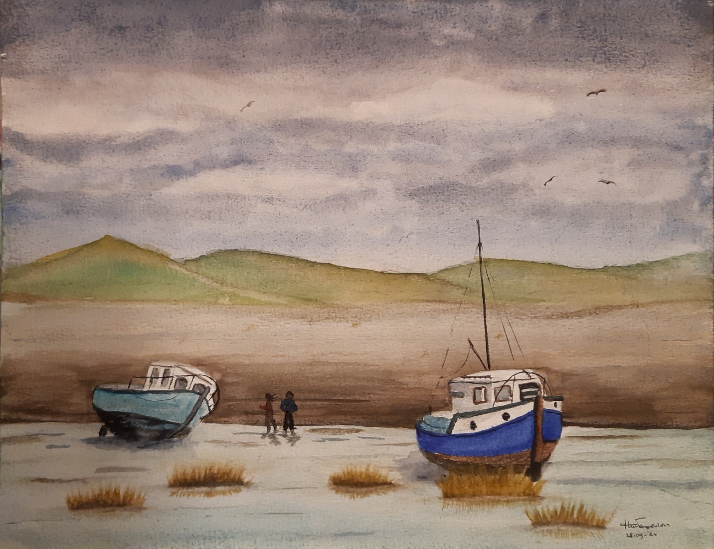 Droogliggende bootjes 