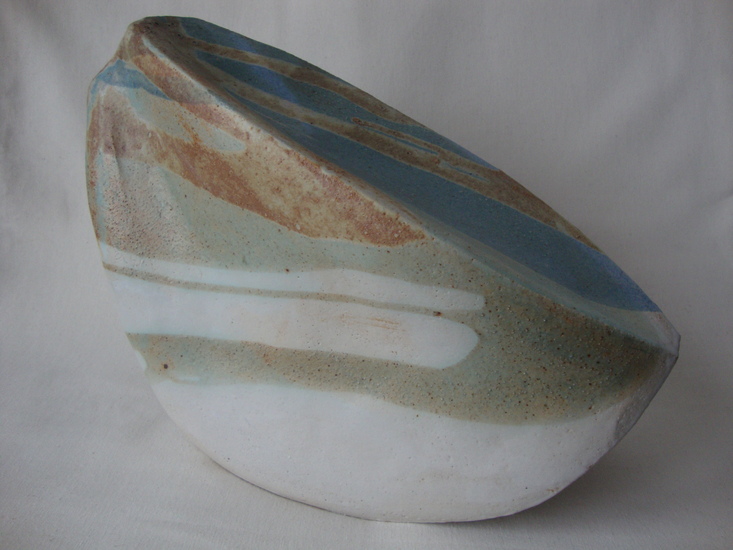 beige-blue organic vase