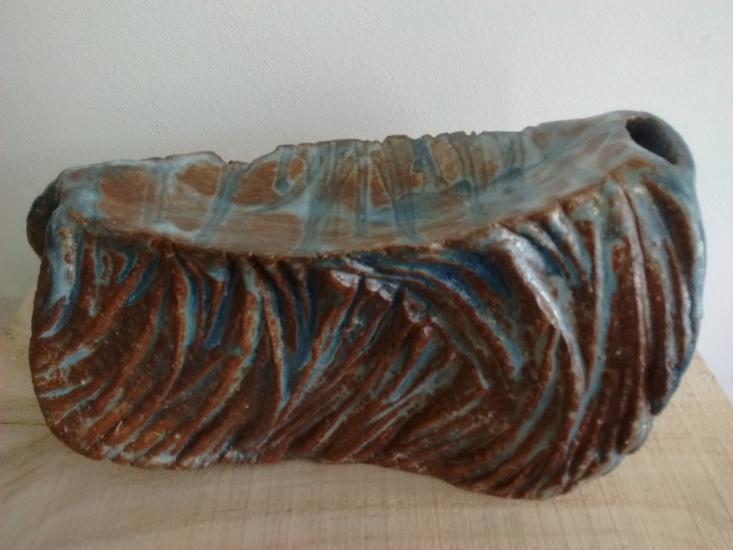 Blue-brown organic vase