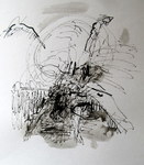 Tekeningen met inkt op papier n.a.v. De gevallen engel van Redon