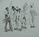 Indian ink is a beautifull material to draw with. I alway use a broken sate stick to work with.