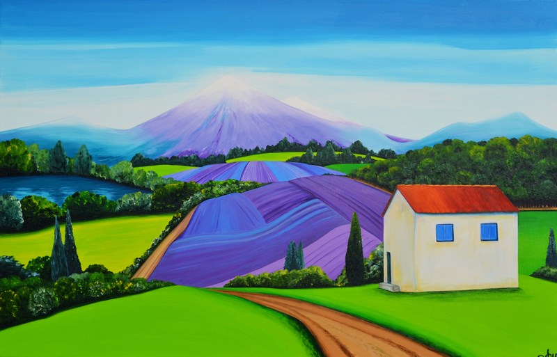 Frans landschap met bergen en lavendel