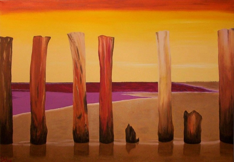 Kust met strandpalen