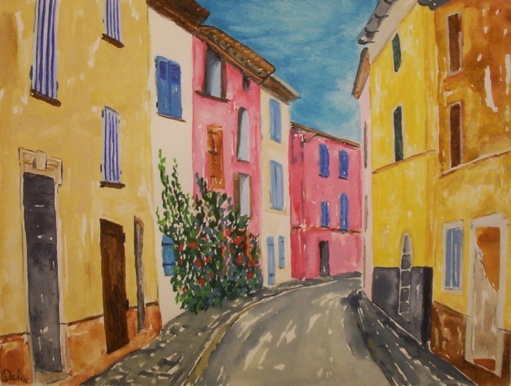 Aquarel Frans straatje