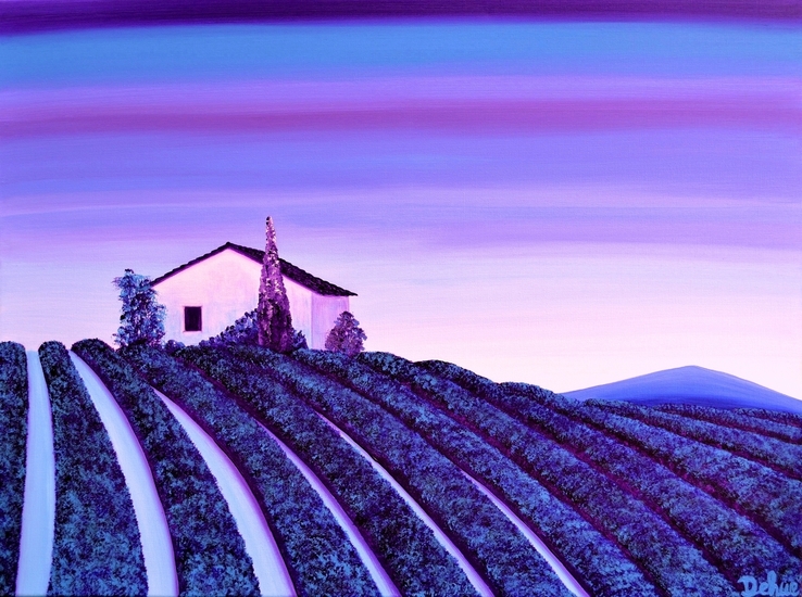 Paarsblauw lavendellandschap