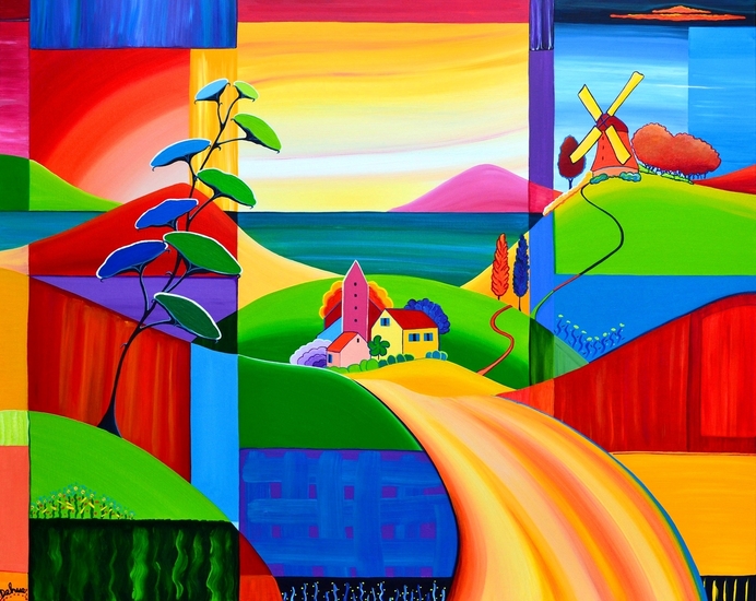 Kleurrijk landschap 33/ Windmill at sea