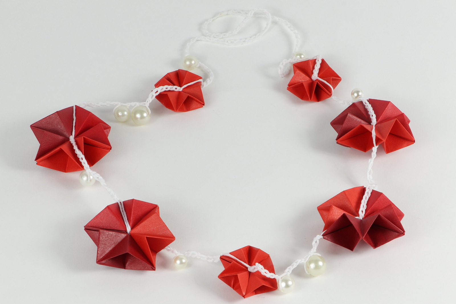 Ketting origami rood/parel