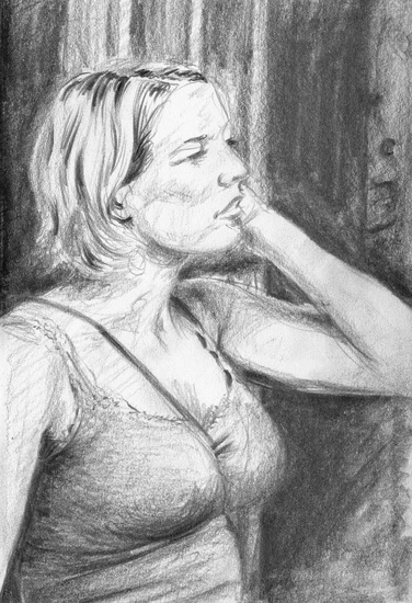 Girl fondling with her hair