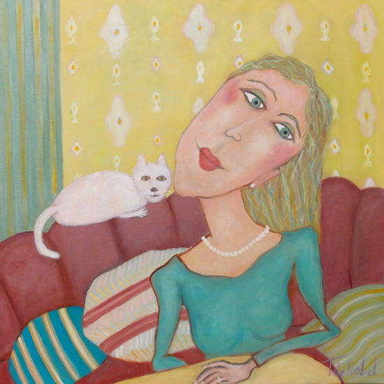 vrouw in de gele kamer