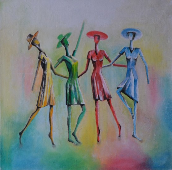 Kleurijke danseressen