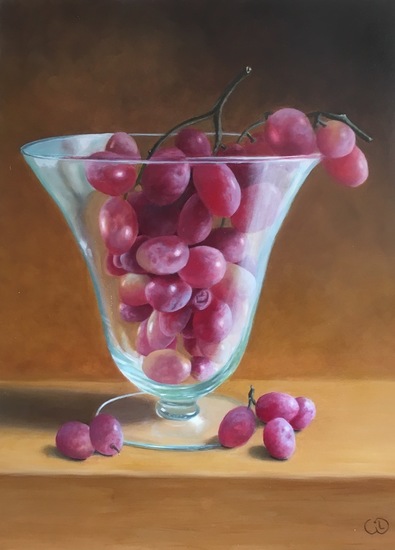 Druiven in glazen bokaal