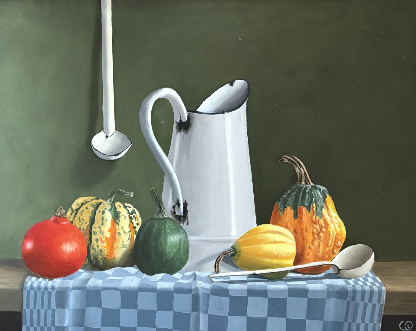 Emaille kan met pompoenen