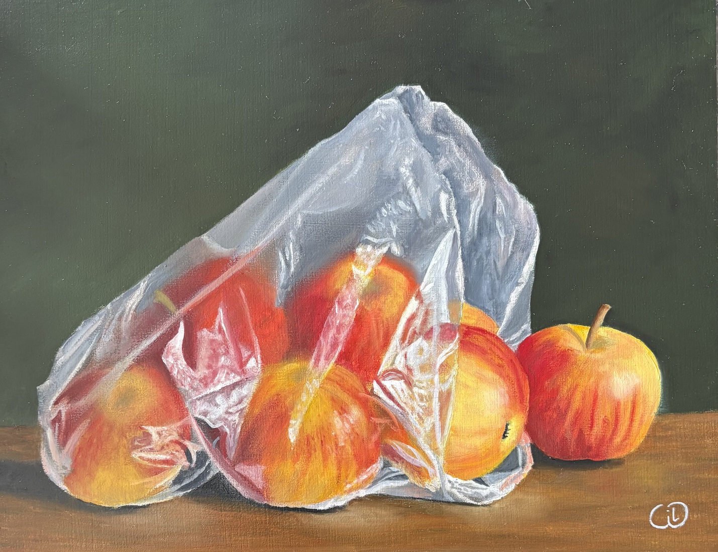 Appels in plastic zak