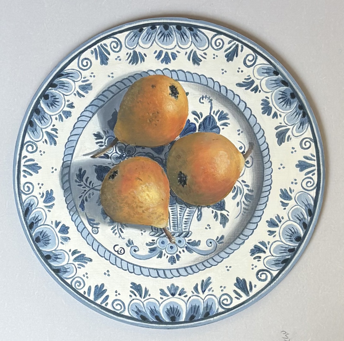 Delfts blauw bord met stoofpeertjes