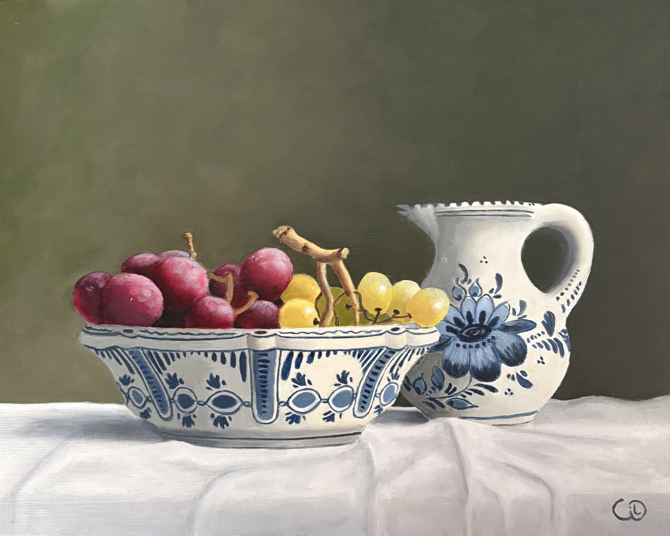 Blauwe en witte druiven met Delfts Blauw
