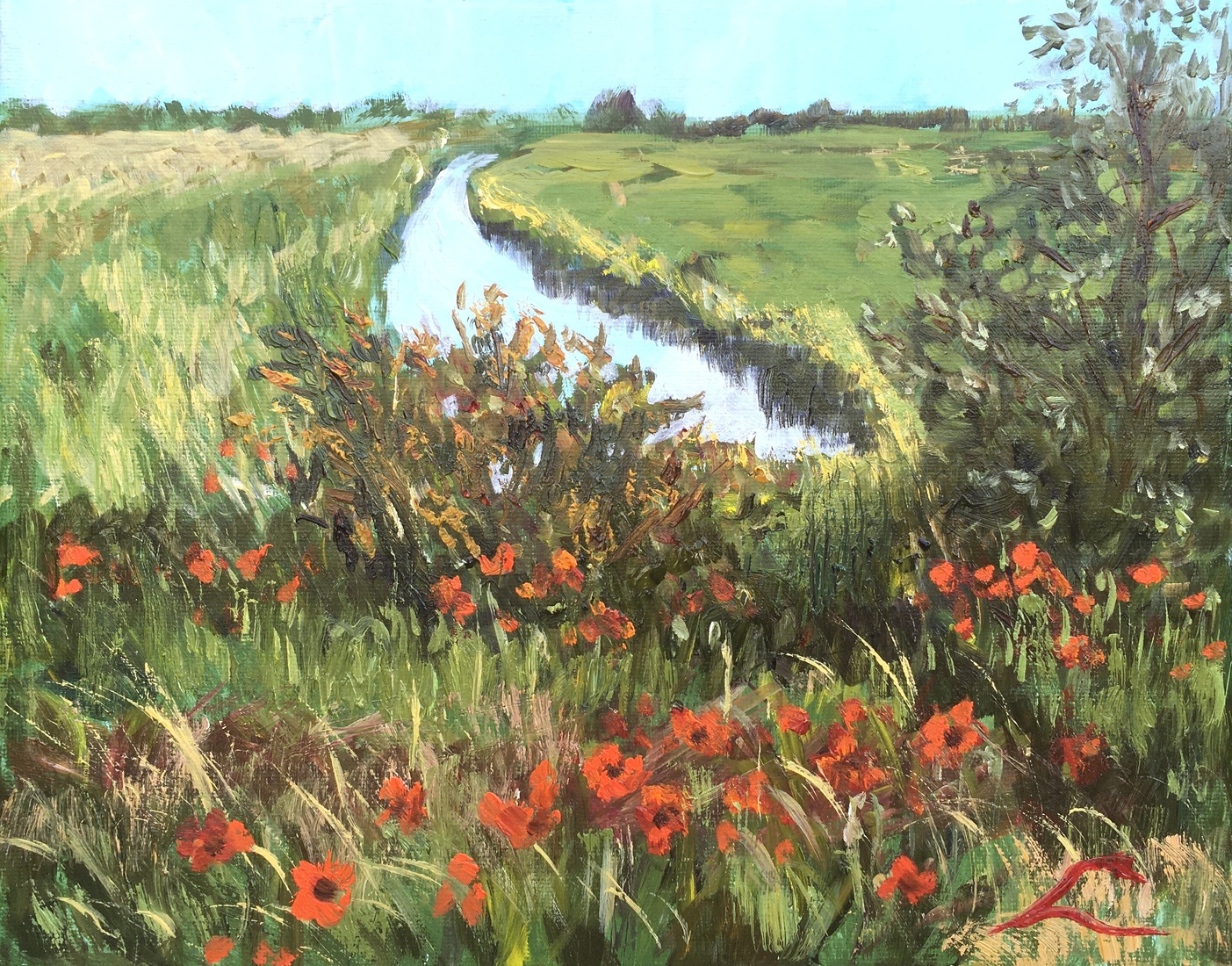 Landschap met klaprozen