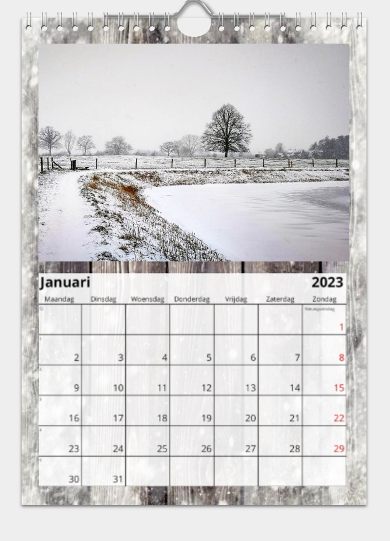 Jaarkalender 2023  Doornenburg voorbeeld Januari 